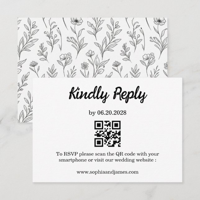 Elegant Minimalist Script Combo Traditional and QR RSVP Card (Front/Back)