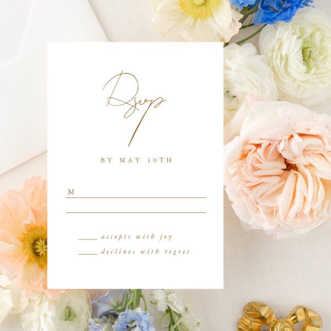Elegant Minimalist Script Gold Wedding RSVP Card (Creator Uploaded)
