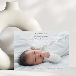 Elegant Minimalist Script Hello Baby 2 Photo Birth Announcement