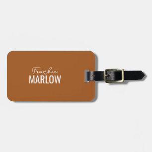 Elegant Minimalist Script Name Custom Terracotta Luggage Tag