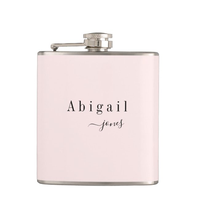 Elegant Minimalist Script Name Personalised Hip Flask (Front)