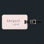 Elegant Minimalist Script Name Personalised Luggage Tag<br><div class="desc">Modern chic minimalist script name design on colour editable blush pink background,  simple and elegant,  great personalised luggage tags. 
Customise it with the background colour of your choice.</div>