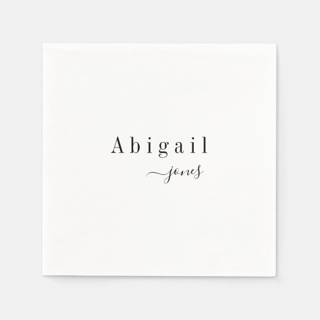 Elegant Minimalist Script Name Personalised Napkin (Front)
