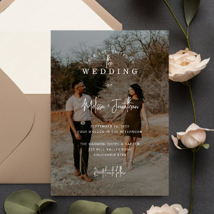 Elegant Minimalist Script Overlay photo Wedding  Invitation