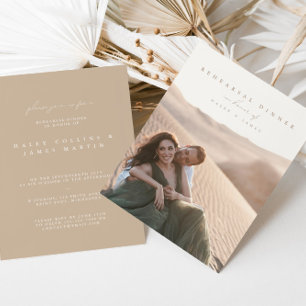 Elegant Minimalist Script Photo Rehearsal Dinner Invitation