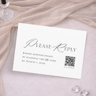 Elegant Minimalist Script QR Code Wedding RSVP Enclosure Card