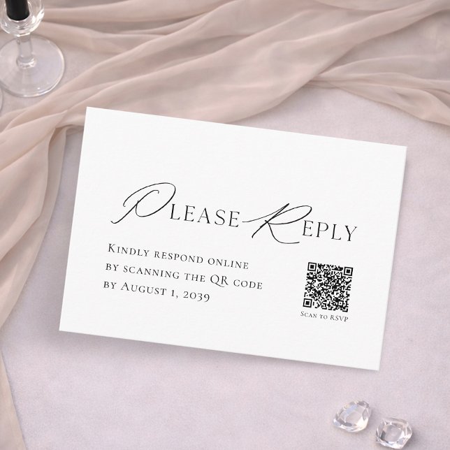 Elegant Minimalist Script QR Code Wedding RSVP Enclosure Card (Creator Uploaded)