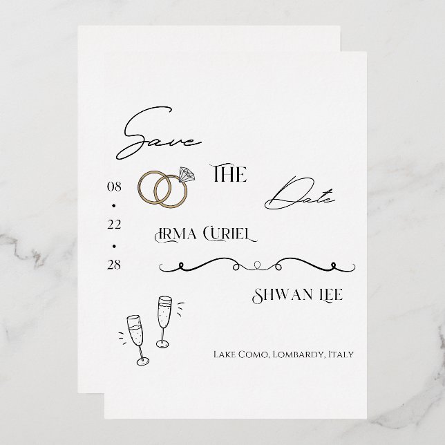 Elegant Minimalist Script Save the Date Card | Mod (Front/Back)