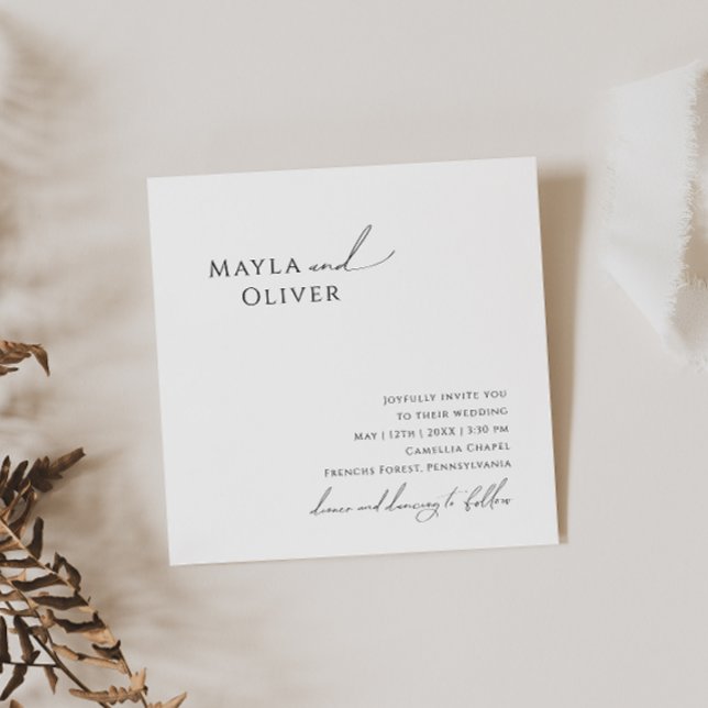 Elegant Minimalist Script Square Wedding Invitation (Creator Uploaded)
