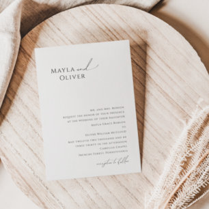 Elegant Minimalist Script Traditional Wedding Invi Invitation
