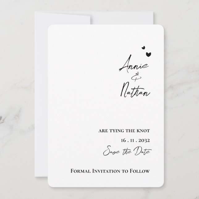 Elegant Minimalist Script Tying the Knot Wedding Announcement (Front)