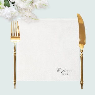 Elegant Minimalist Script Typography Family Name Napkin