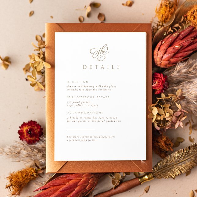 Elegant Minimalist Script Wedding Details Enclosure Card (Creator Uploaded)