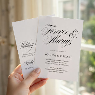 Elegant Minimalist Script Wedding Forever & Always Invitation