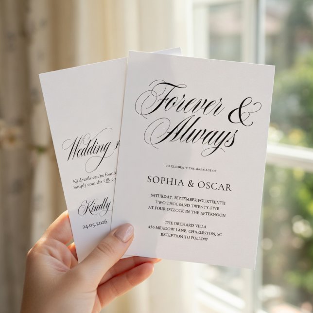 Elegant Minimalist Script Wedding Forever & Always Invitation (Creator Uploaded)