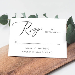 Elegant Minimalist Script Wedding   Meal Choice RSVP Card