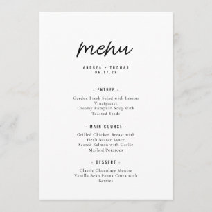 Elegant Minimalist Script Wedding Menu