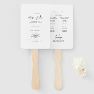 Elegant Minimalist Script Wedding Program Hand Fan