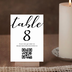 Elegant Minimalist Script Wedding QR Code  Table Number