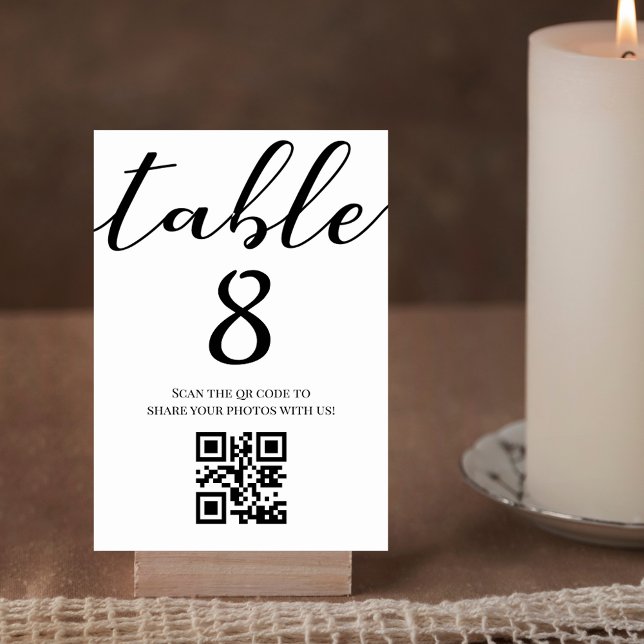 elegant minimalist script wedding qr code table number (Creator Uploaded)
