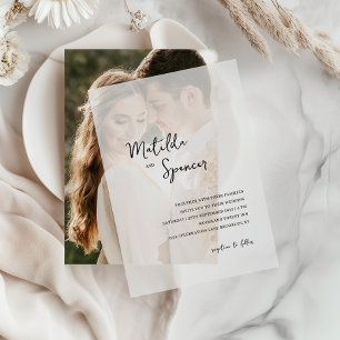 Elegant Minimalist Script Wedding Vellum Invitations