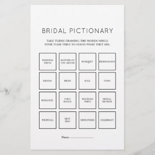 Elegant Minimalist Simple Bridal Pictionary Game