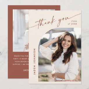 Elegant Minimalist Simple Graduation 2 Photo Thank You Card