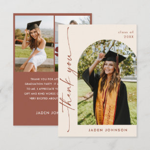 Elegant Minimalist Simple Graduation 4 Photo Thank You Card