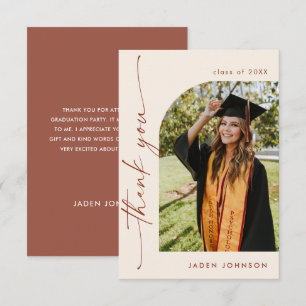 Elegant Minimalist Simple Graduation One Photo Thank You Card