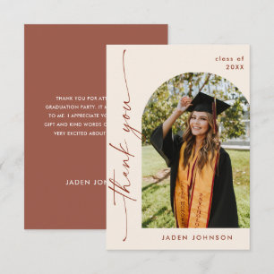 Elegant Minimalist Simple Graduation One Photo Thank You Card