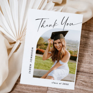 Elegant Minimalist Simple Graduation One Photo Thank You Card