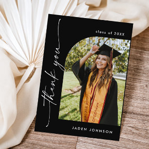 Elegant Minimalist Simple Graduation One Photo Thank You Card