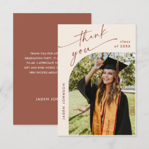 Elegant Minimalist Simple Graduation One Photo Thank You Card