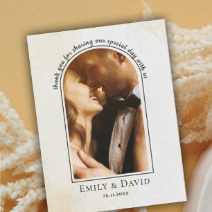 Elegant Minimalist Simple Photo Wedding Thank You Postcard