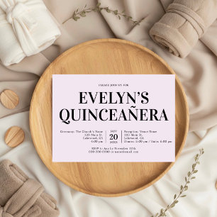 Elegant Minimalist Simple Quinceanera Puple Invitation