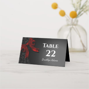 Elegant Minimalist Simple Red Bow Place Card