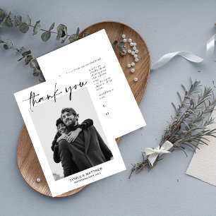Elegant Minimalist Simple Script Wedding Photo Thank You Card