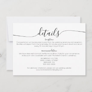 Elegant Minimalist Simple Wedding Details Invitation