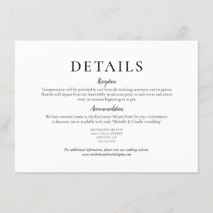 Elegant Minimalist Simple Wedding Details Invitation