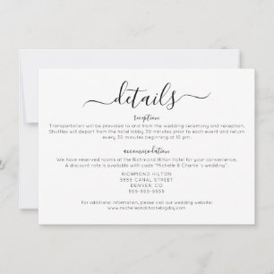 Elegant Minimalist Simple Wedding Details Invitation