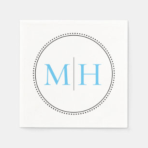Elegant Minimalist Sky Blue Monogram Wedding Napkin