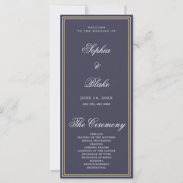 Elegant Minimalist Slate Grey Wedding Program (Front)
