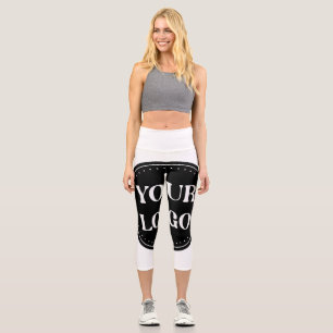 Elegant, Minimalist & Sleek Black QR Code Logo  Capri Leggings