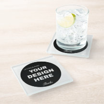 Elegant, Minimalist &amp; Sleek Black QR Code Logo  Glass Coaster