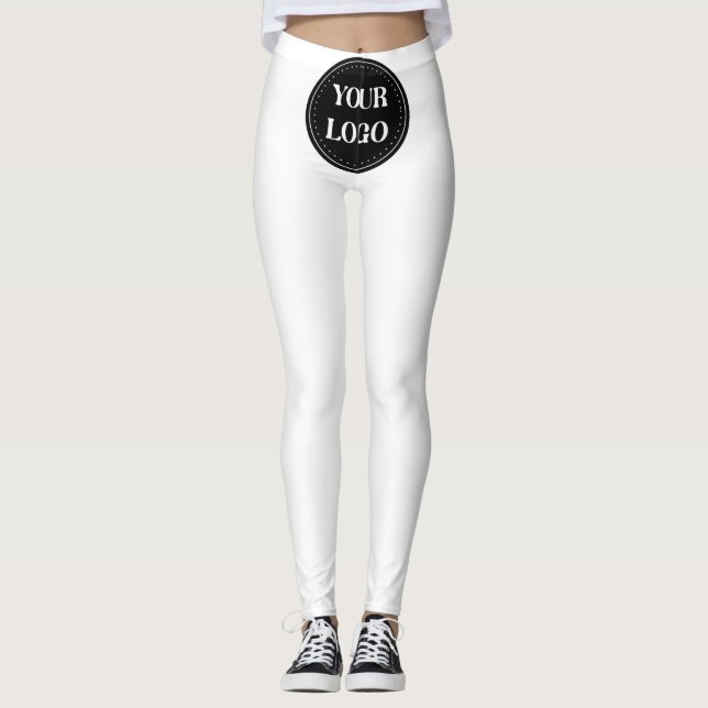 Elegant, Minimalist & Sleek Black QR Code Logo  Leggings (Front)