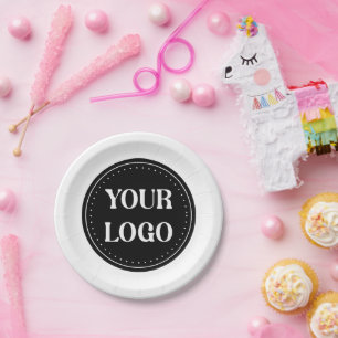 Elegant, Minimalist & Sleek Black QR Code Logo  Paper Plate