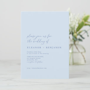 Elegant Minimalist Soft Blue Chic Script Wedding Invitation