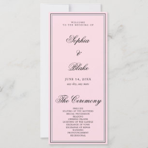 Elegant Minimalist Soft Pink Wedding Program