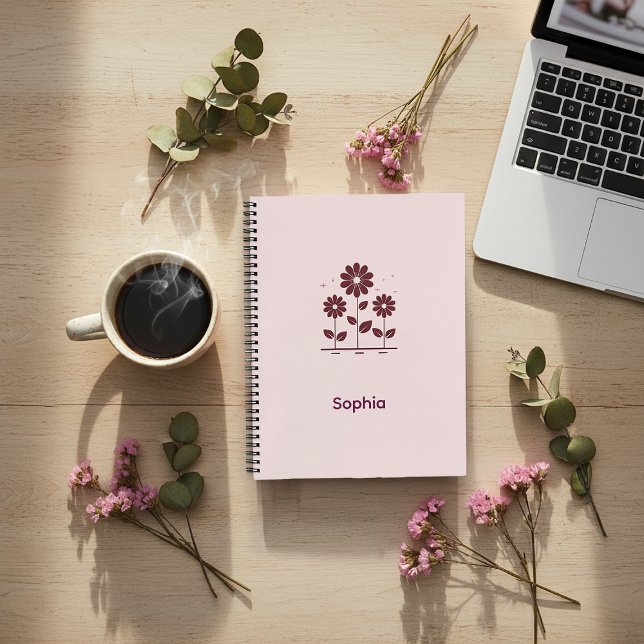 Elegant Minimalist Spiral Journal with Flowers (Creator Uploaded)