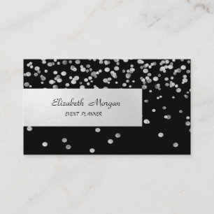 Elegant Minimalist,Striped,Black,Confetti Business Card